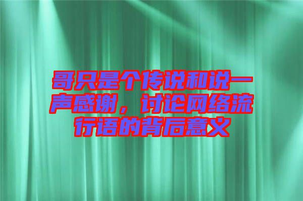 哥只是個傳說和說一聲感謝，討論網絡流行語的背后意義