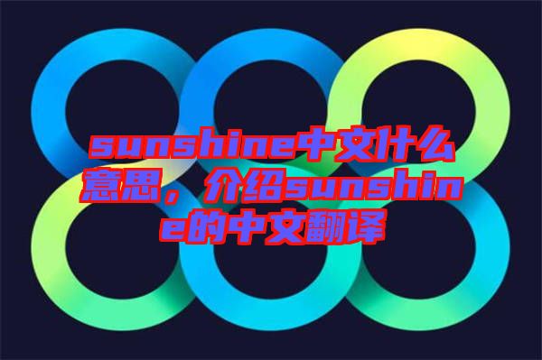 sunshine中文什么意思，介紹sunshine的中文翻譯