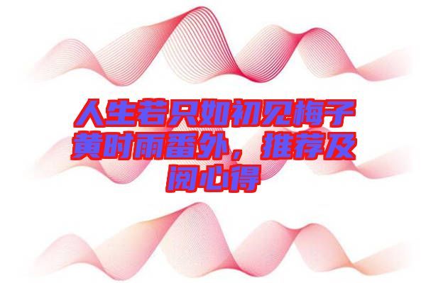 人生若只如初見梅子黃時雨番外，推薦及閱心得