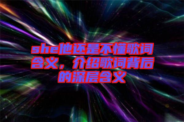 she他還是不懂歌詞含義，介紹歌詞背后的深層含義