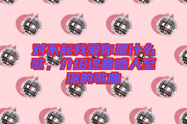 對(duì)不起我愛你是什么歌，介紹這首感人至深的歌曲