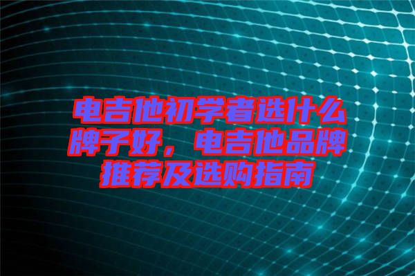 電吉他初學者選什么牌子好，電吉他品牌推薦及選購指南