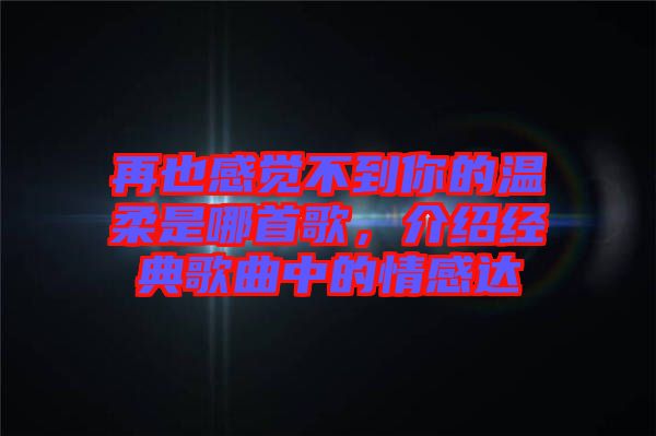 再也感覺不到你的溫柔是哪首歌，介紹經典歌曲中的情感達