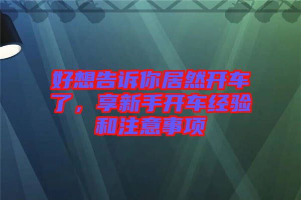 好想告訴你居然開車了，享新手開車經驗和注意事項