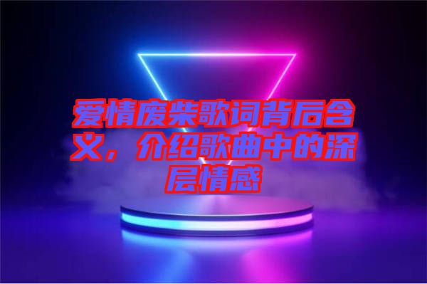 愛情廢柴歌詞背后含義，介紹歌曲中的深層情感