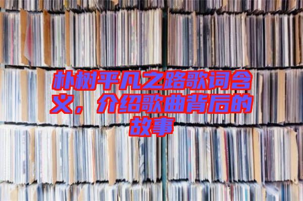 樸樹平凡之路歌詞含義，介紹歌曲背后的故事