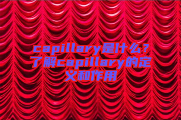 capillary是什么？了解capillary的定義和作用