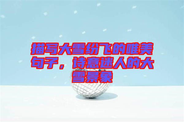 描寫大雪紛飛的唯美句子，詩意迷人的大雪景象