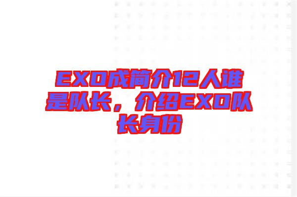 EXO成簡介12人誰是隊長，介紹EXO隊長身份