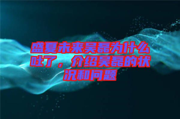 盛夏未來(lái)吳磊為什么吐了，介紹吳磊的狀況和問題