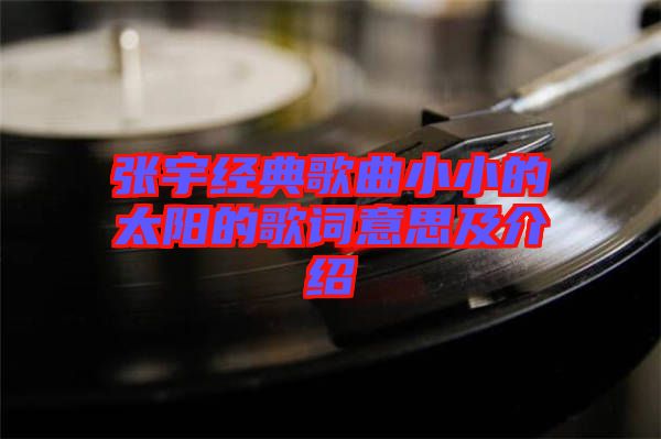 張宇經典歌曲小小的太陽的歌詞意思及介紹