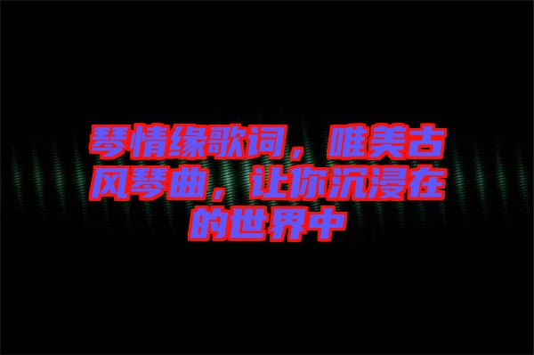 琴情緣歌詞，唯美古風琴曲，讓你沉浸在的世界中