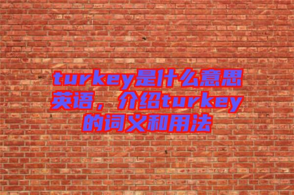 turkey是什么意思英語，介紹turkey的詞義和用法