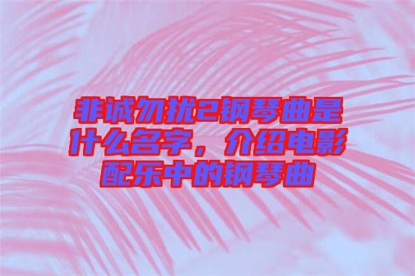 非誠勿擾2鋼琴曲是什么名字，介紹電影配樂中的鋼琴曲