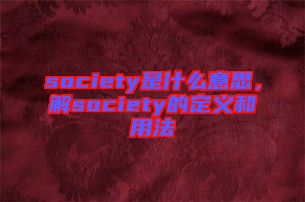 society是什么意思，解society的定義和用法