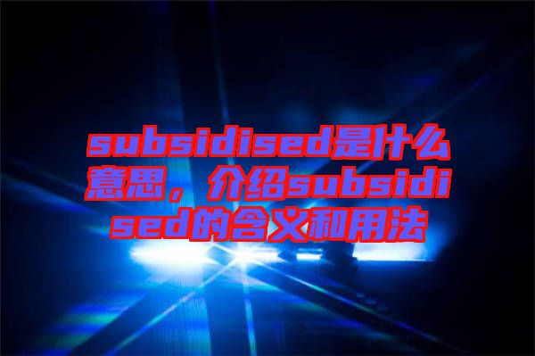 subsidised是什么意思，介紹subsidised的含義和用法