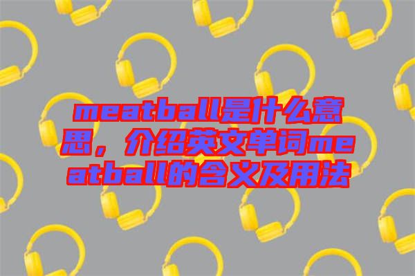 meatball是什么意思，介紹英文單詞meatball的含義及用法