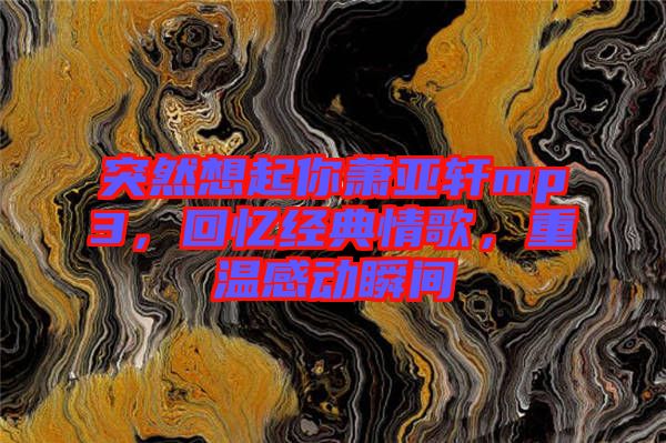 突然想起你蕭亞軒mp3，回憶經典情歌，重溫感動瞬間