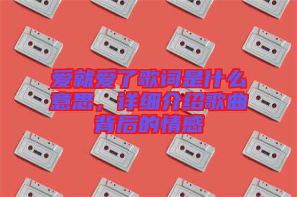 愛(ài)就愛(ài)了歌詞是什么意思，詳細(xì)介紹歌曲背后的情感