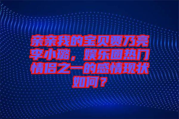 親親我的寶貝賈乃亮李小璐，娛樂(lè)圈熱門(mén)情侶之一的感情現(xiàn)狀如何？