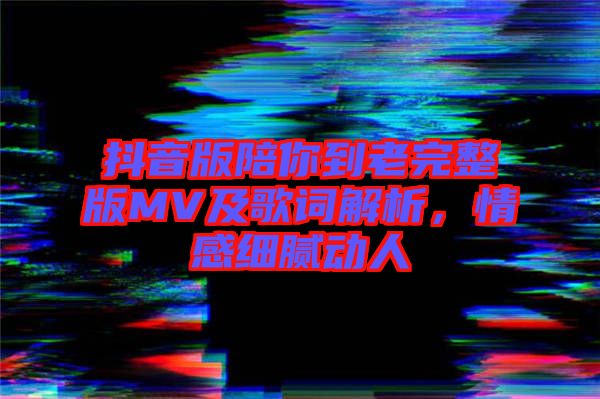 抖音版陪你到老完整版MV及歌詞解析，情感細(xì)膩動人