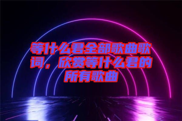 等什么君全部歌曲歌詞，欣賞等什么君的所有歌曲