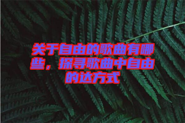 關于自由的歌曲有哪些，探尋歌曲中自由的達方式