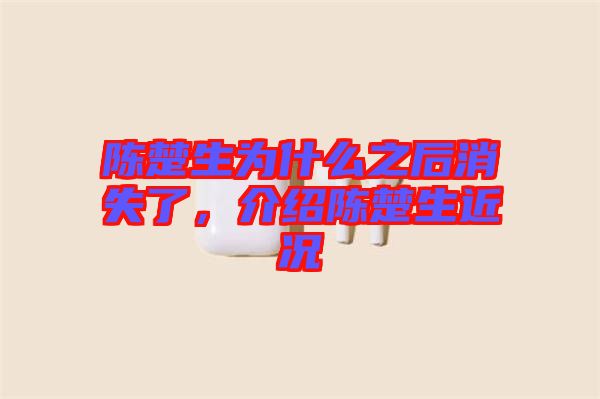 陳楚生為什么之后消失了，介紹陳楚生近況