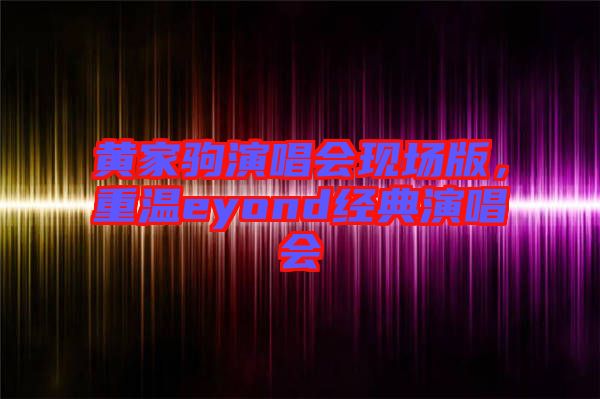 黃家駒演唱會(huì)現(xiàn)場(chǎng)版，重溫eyond經(jīng)典演唱會(huì)