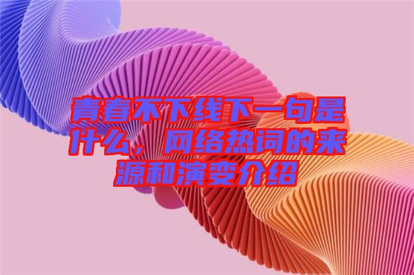 青春不下線下一句是什么，網絡熱詞的來源和演變介紹