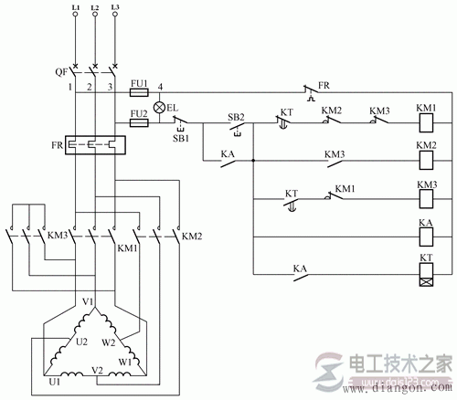 雙速電動機的控制原理圖